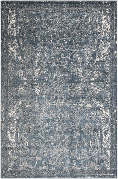 Blue 6' 1 x 9' Portland Rectangle Area Rug 85% Polypropylene & 15% Polyester Vintage Distressed Traditional Carpet for Home Decor for Sale at Rug Engine