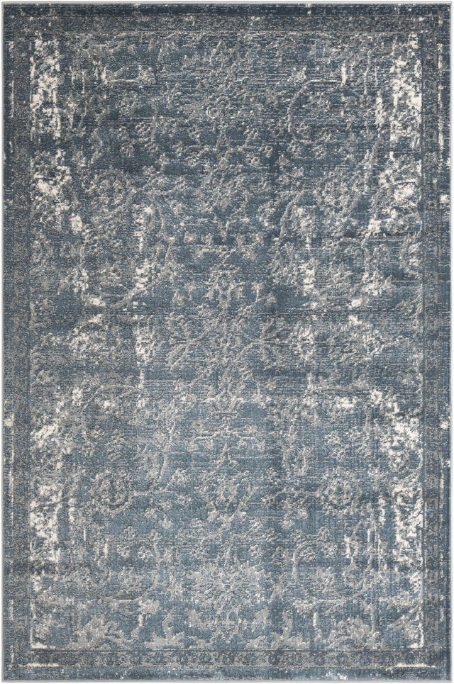Blue 6' 1 x 9' Portland Rectangle Area Rug 85% Polypropylene & 15% Polyester Vintage Distressed Traditional Carpet for Home Decor for Sale at Rug Engine