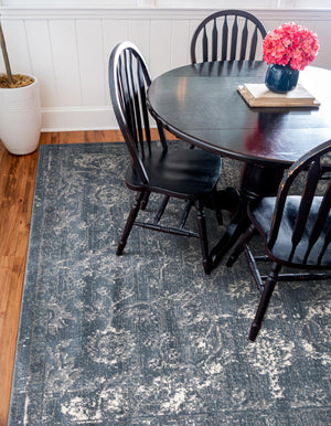 Blue 4' 1 x 4' 1 Portland Square Area Rug 85% Polypropylene & 15% Polyester Vintage Distressed Traditional Carpet for Home Decor for Sale at Rug Engine