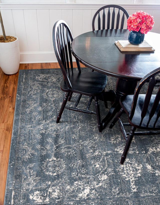 Blue 4' 1 x 4' 1 Portland Square Area Rug 85% Polypropylene & 15% Polyester Vintage Distressed Traditional Carpet for Home Decor for Sale at Rug Engine