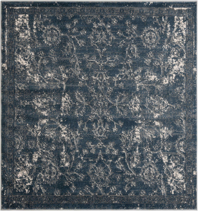 Blue 6' 1 x 6' 1 Portland Square Area Rug 85% Polypropylene & 15% Polyester Vintage Distressed Traditional Carpet for Home Decor for Sale at Rug Engine