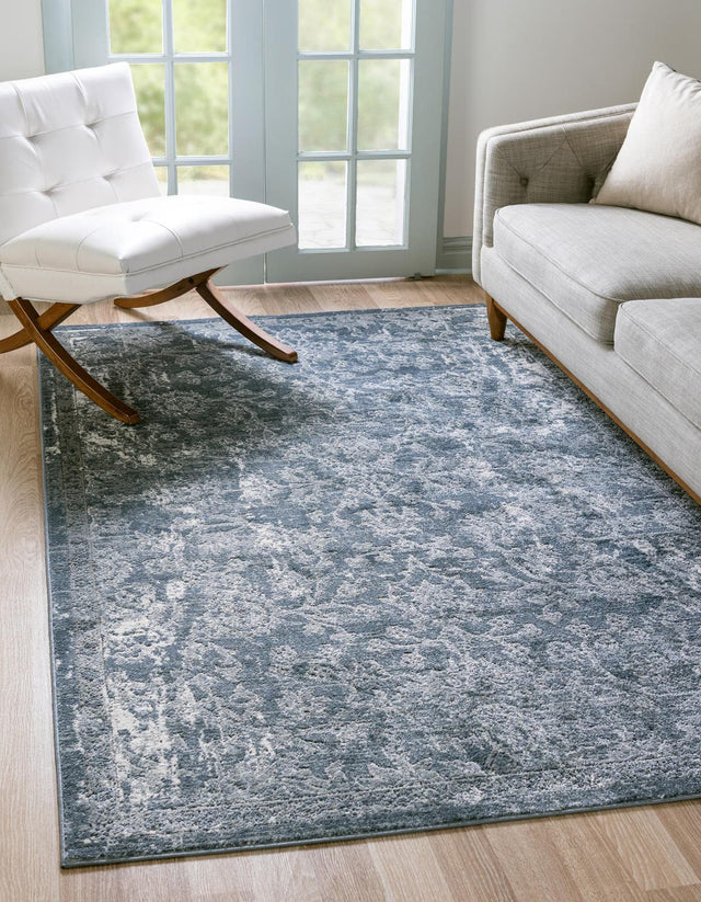 Blue 4' 1 x 6' 1 Portland Rectangle Area Rug 85% Polypropylene & 15% Polyester Vintage Distressed Traditional Carpet for Home Decor for Sale at Rug Engine
