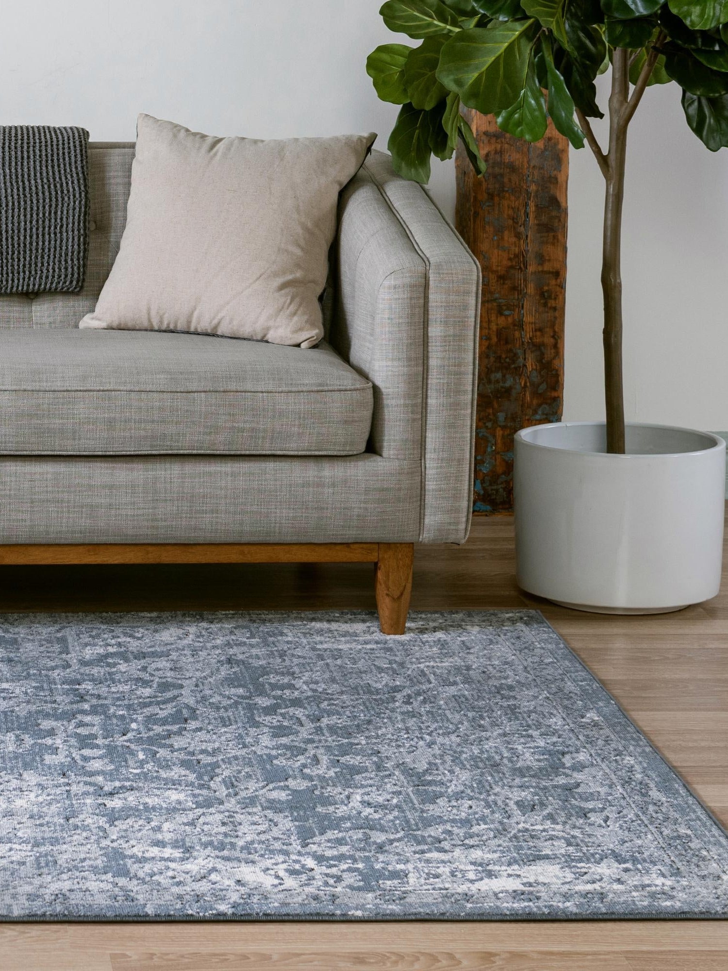 Blue 4' 1 x 6' 1 Portland Rectangle Area Rug 85% Polypropylene & 15% Polyester Vintage Distressed Traditional Carpet for Home Decor for Sale at Rug Engine