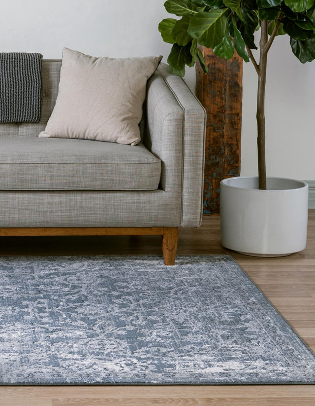 Blue 4' 1 x 6' 1 Portland Rectangle Area Rug 85% Polypropylene & 15% Polyester Vintage Distressed Traditional Carpet for Home Decor for Sale at Rug Engine