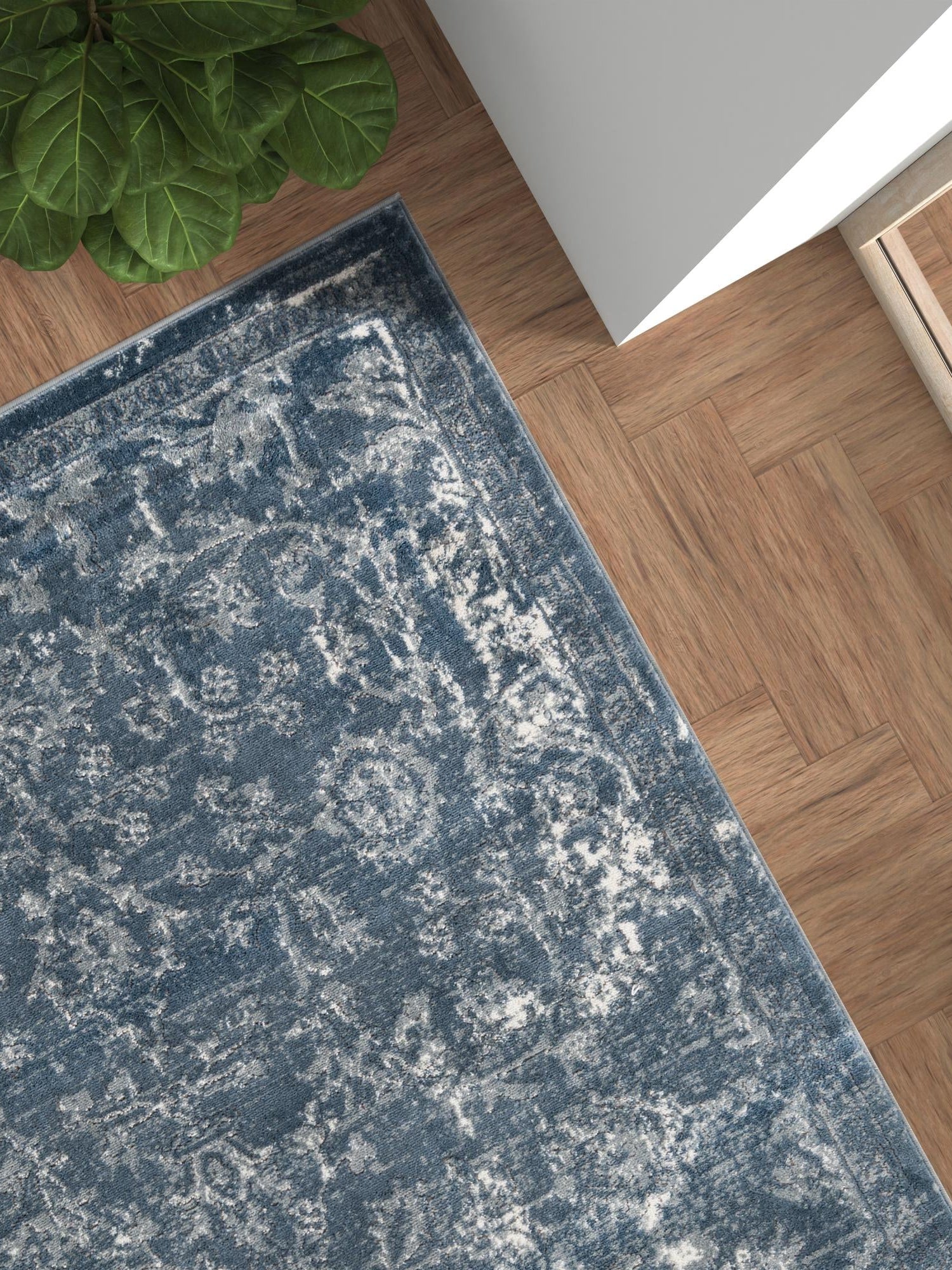 Blue 10' x 13' 1 Portland Rectangle Area Rug 85% Polypropylene & 15% Polyester Vintage Distressed Traditional Carpet for Home Decor for Sale at Rug Engine