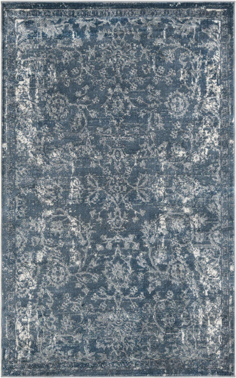 Blue 5' 3 x 8' Portland Rectangle Area Rug 85% Polypropylene & 15% Polyester Vintage Distressed Traditional Carpet for Home Decor for Sale at Rug Engine