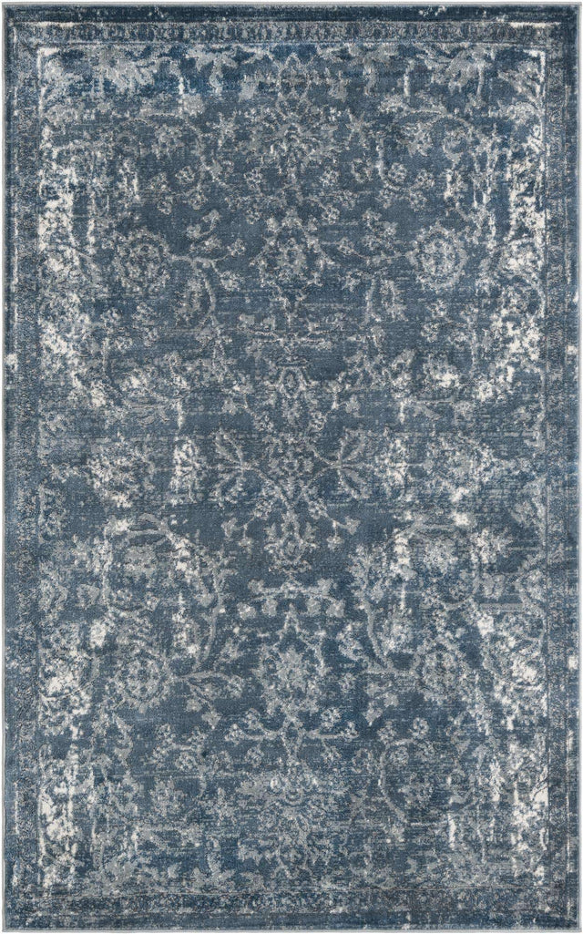 Blue 5' 3 x 8' Portland Rectangle Area Rug 85% Polypropylene & 15% Polyester Vintage Distressed Traditional Carpet for Home Decor for Sale at Rug Engine