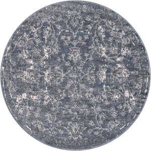 Blue 5' 3 x 5' 3 Portland Round Area Rug 85% Polypropylene & 15% Polyester Vintage Distressed Traditional Carpet for Home Decor for Sale at Rug Engine
