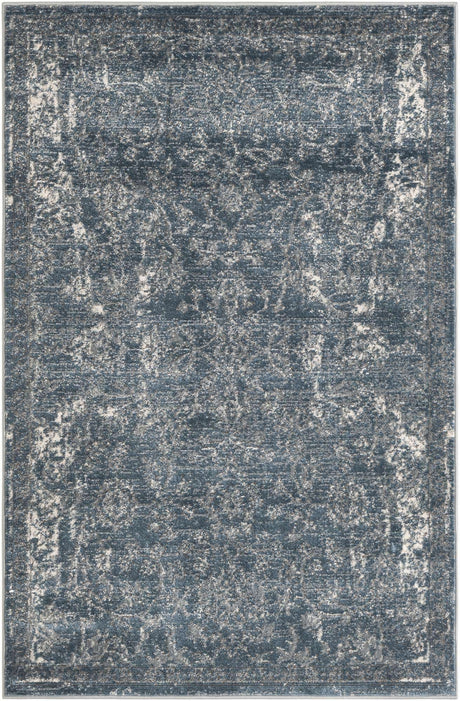 Blue 4' 1 x 6' 1 Portland Rectangle Area Rug 85% Polypropylene & 15% Polyester Vintage Distressed Traditional Carpet for Home Decor for Sale at Rug Engine