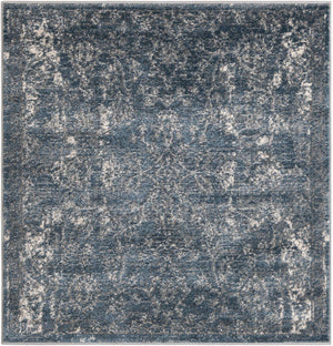 Blue 4' 1 x 4' 1 Portland Square Area Rug 85% Polypropylene & 15% Polyester Vintage Distressed Traditional Carpet for Home Decor for Sale at Rug Engine