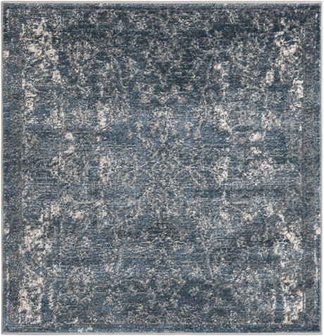 Blue 4' 1 x 4' 1 Portland Square Area Rug 85% Polypropylene & 15% Polyester Vintage Distressed Traditional Carpet for Home Decor for Sale at Rug Engine