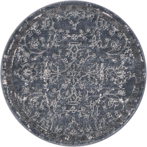 Blue 3' 1 x 3' 1 Portland Round Area Rug 85% Polypropylene & 15% Polyester Vintage Distressed Traditional Carpet for Home Decor for Sale at Rug Engine