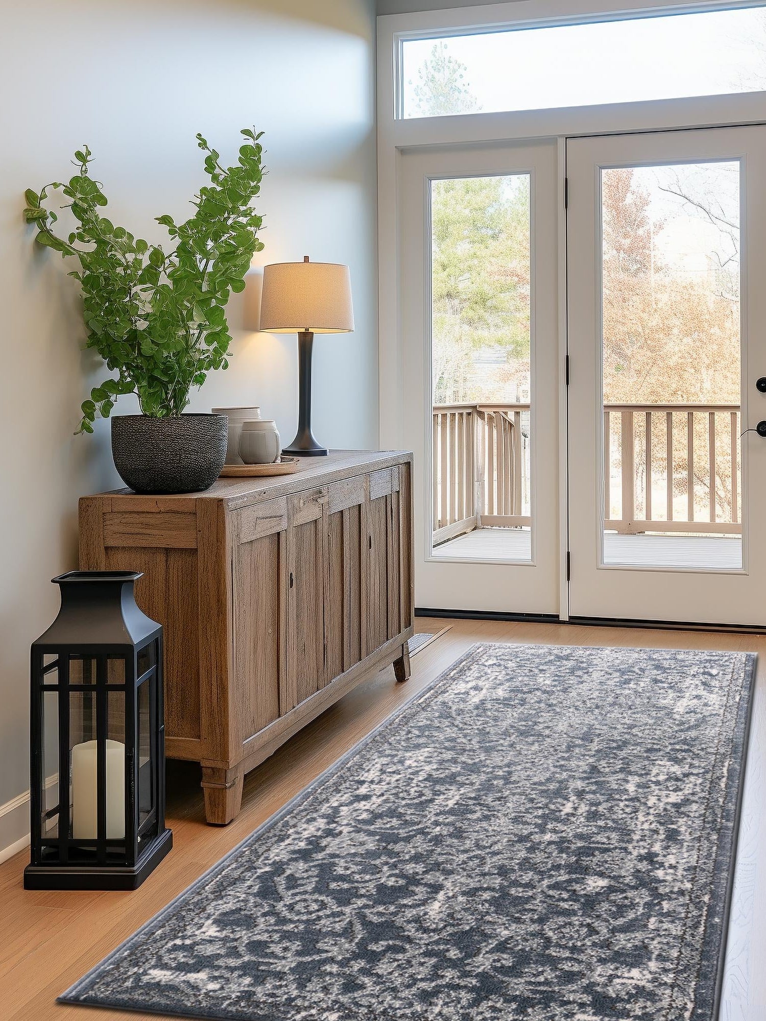 Blue 2' 7 x 10' Portland Runner Area Rug 85% Polypropylene & 15% Polyester Vintage Distressed Traditional Carpet for Home Decor for Sale at Rug Engine
