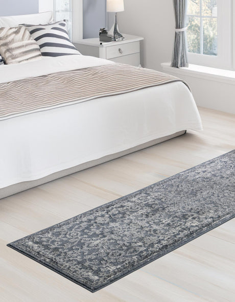 Blue 2' 2 x 12' Portland Runner Area Rug 85% Polypropylene & 15% Polyester Vintage Distressed Traditional Carpet for Home Decor for Sale at Rug Engine