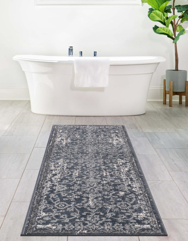 Blue 2' 7 x 10' Portland Runner Area Rug 85% Polypropylene & 15% Polyester Vintage Distressed Traditional Carpet for Home Decor for Sale at Rug Engine