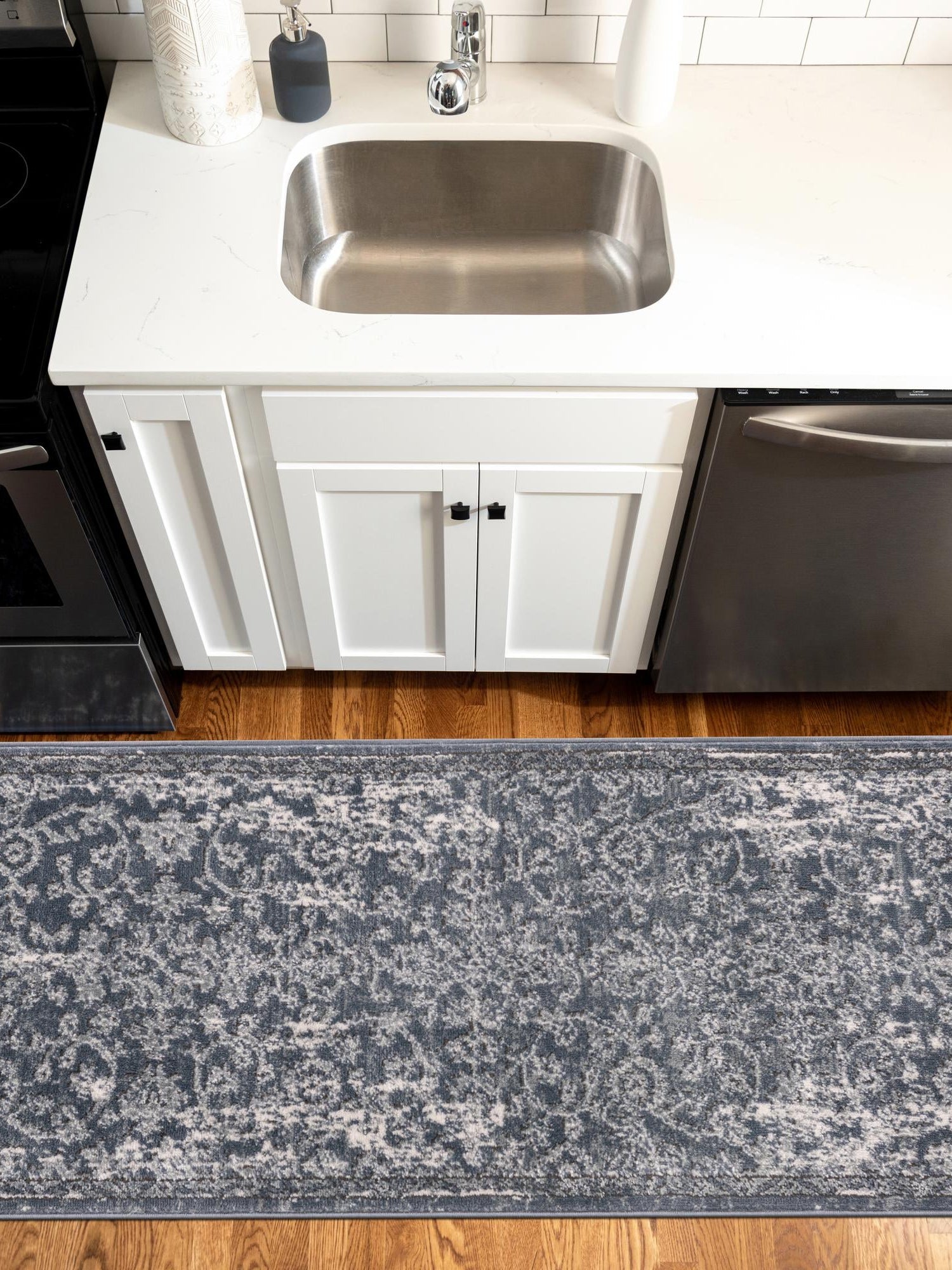 Blue 2' 7 x 10' Portland Runner Area Rug 85% Polypropylene & 15% Polyester Vintage Distressed Traditional Carpet for Home Decor for Sale at Rug Engine