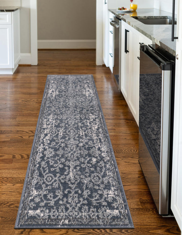 Blue 2' 7 x 10' Portland Runner Area Rug 85% Polypropylene & 15% Polyester Vintage Distressed Traditional Carpet for Home Decor for Sale at Rug Engine