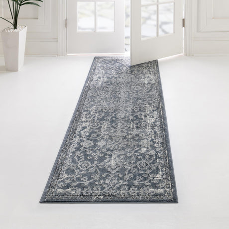 Blue 2' x 7' 1 Portland Runner Area Rug 85% Polypropylene & 15% Polyester Vintage Distressed Traditional Carpet for Home Decor for Sale at Rug Engine