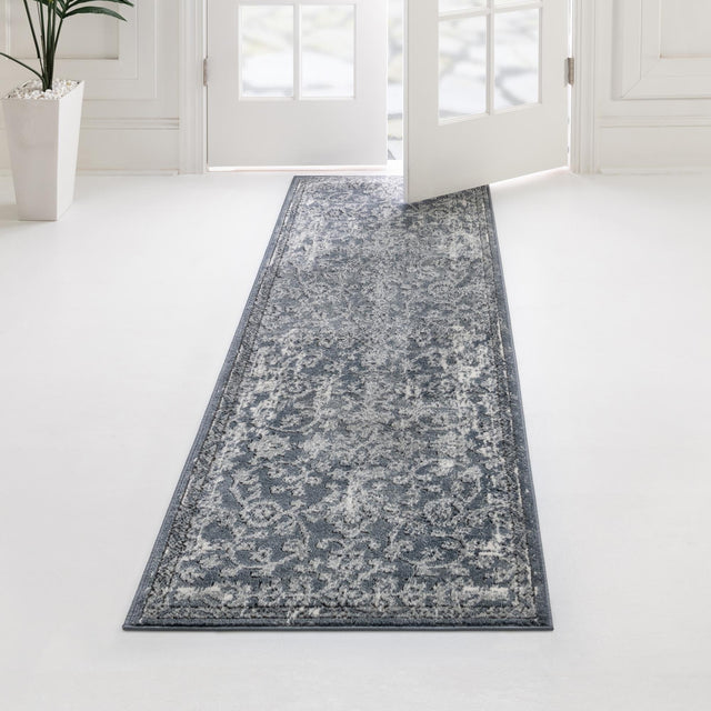 Blue 2' x 7' 1 Portland Runner Area Rug 85% Polypropylene & 15% Polyester Vintage Distressed Traditional Carpet for Home Decor for Sale at Rug Engine