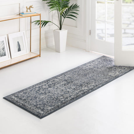Blue 2' x 7' 1 Portland Runner Area Rug 85% Polypropylene & 15% Polyester Vintage Distressed Traditional Carpet for Home Decor for Sale at Rug Engine