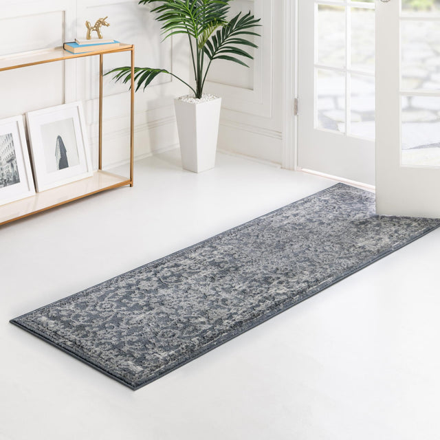 Blue 2' x 7' 1 Portland Runner Area Rug 85% Polypropylene & 15% Polyester Vintage Distressed Traditional Carpet for Home Decor for Sale at Rug Engine