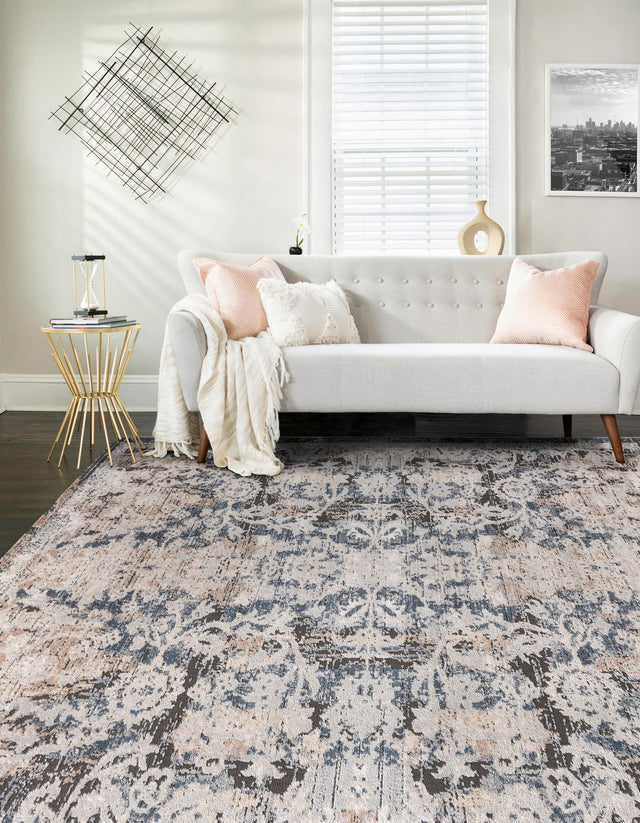 Navy Blue 5' 3 x 8' Portland Rectangle Area Rug 85% Polypropylene & 15% Polyester Vintage Distressed Traditional Carpet for Home Decor for Sale at Rug Engine