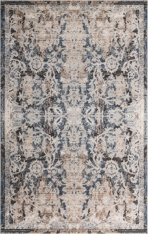 Navy Blue 5' 3 x 8' Portland Rectangle Area Rug 85% Polypropylene & 15% Polyester Vintage Distressed Traditional Carpet for Home Decor for Sale at Rug Engine