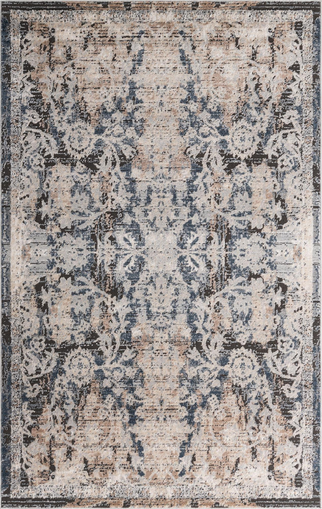 Navy Blue 5' 3 x 8' Portland Rectangle Area Rug 85% Polypropylene & 15% Polyester Vintage Distressed Traditional Carpet for Home Decor for Sale at Rug Engine