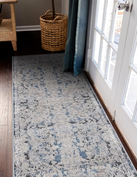 Navy Blue 2' 7 x 12' Portland Runner Area Rug 85% Polypropylene & 15% Polyester Vintage Distressed Traditional Carpet for Home Decor for Sale at Rug Engine