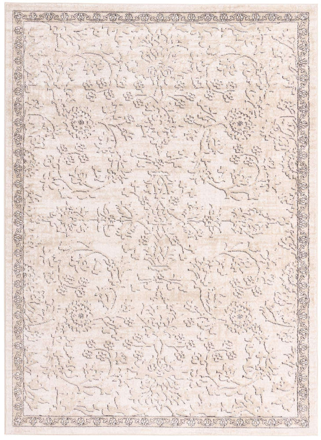 Ivory 7' 1 x 10' Portland Rectangle Area Rug 85% Polypropylene & 15% Polyester Vintage Distressed Traditional Carpet for Home Decor for Sale at Rug Engine
