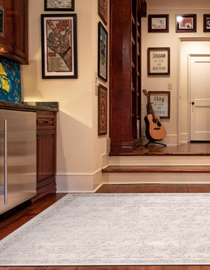 Ivory 7' 10 x 7' 10 Portland Square Area Rug 85% Polypropylene & 15% Polyester Vintage Distressed Traditional Carpet for Home Decor for Sale at Rug Engine