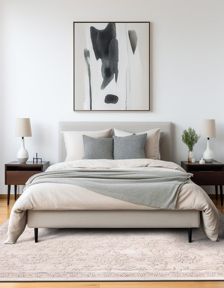 Ivory 7' 10 x 7' 10 Portland Square Area Rug 85% Polypropylene & 15% Polyester Vintage Distressed Traditional Carpet for Home Decor for Sale at Rug Engine