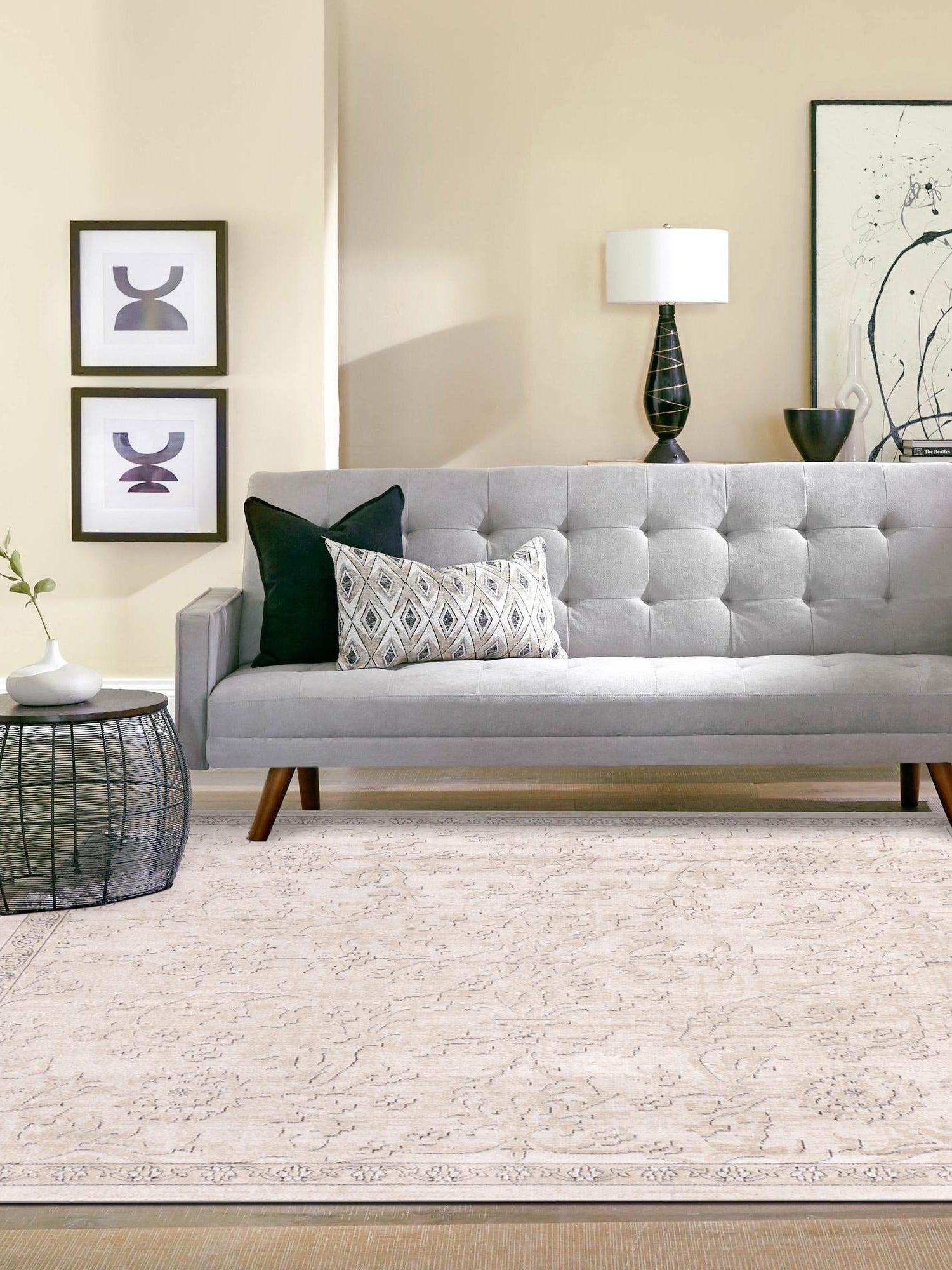 Ivory 4' 1 x 4' 1 Portland Square Area Rug 85% Polypropylene & 15% Polyester Vintage Distressed Traditional Carpet for Home Decor for Sale at Rug Engine