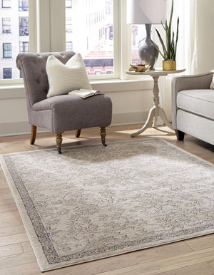 Ivory 4' 1 x 6' 1 Portland Rectangle Area Rug 85% Polypropylene & 15% Polyester Vintage Distressed Traditional Carpet for Home Decor for Sale at Rug Engine