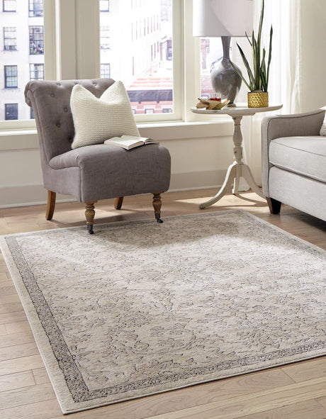 Ivory 7' 1 x 10' Portland Rectangle Area Rug 85% Polypropylene & 15% Polyester Vintage Distressed Traditional Carpet for Home Decor for Sale at Rug Engine