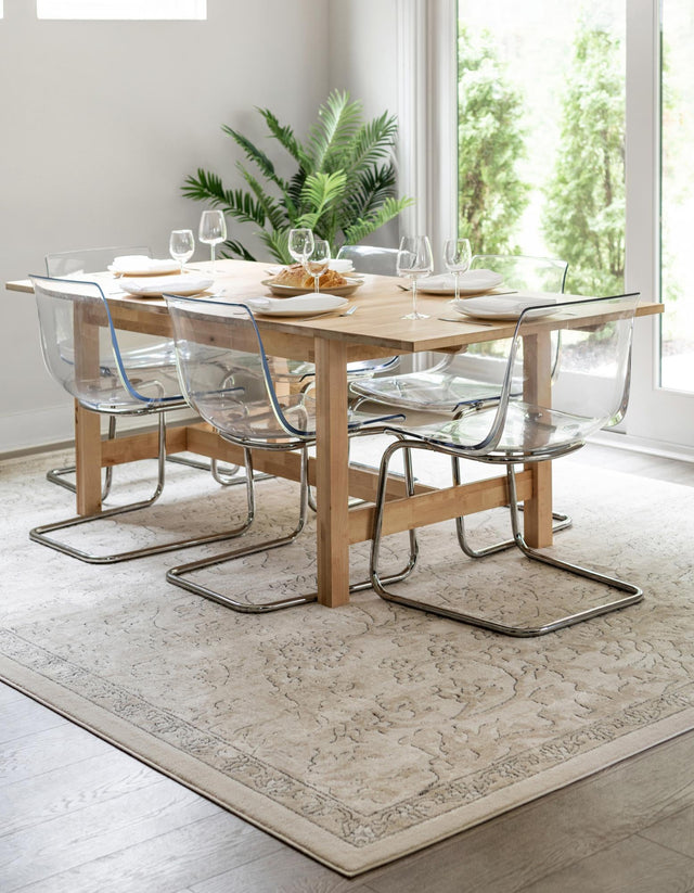 Ivory 6' 1 x 9' Portland Rectangle Area Rug 85% Polypropylene & 15% Polyester Vintage Distressed Traditional Carpet for Home Decor for Sale at Rug Engine