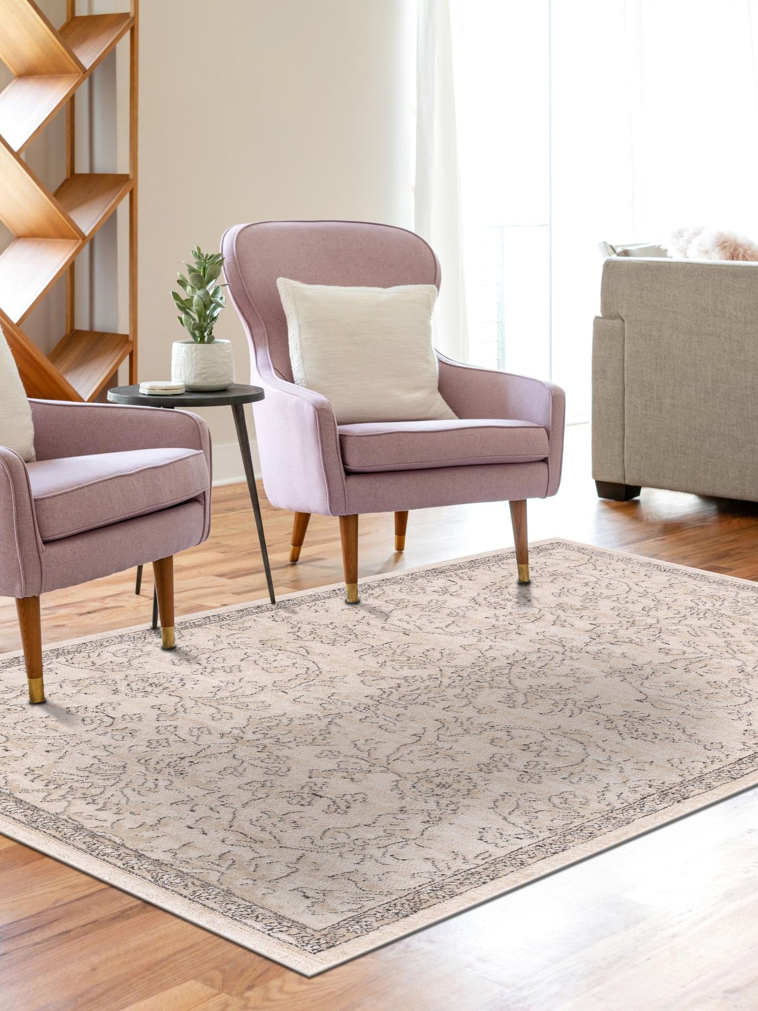 Ivory 5' 3 x 8' Portland Rectangle Area Rug 85% Polypropylene & 15% Polyester Vintage Distressed Traditional Carpet for Home Decor for Sale at Rug Engine