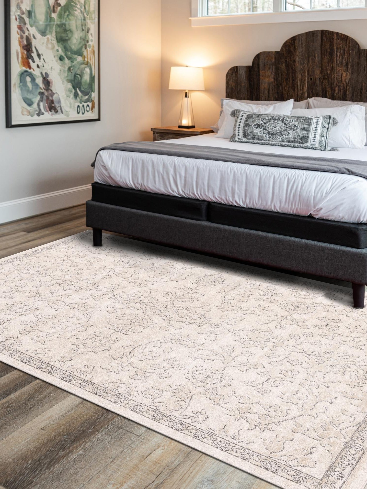 Ivory 7' 1 x 10' Portland Rectangle Area Rug 85% Polypropylene & 15% Polyester Vintage Distressed Traditional Carpet for Home Decor for Sale at Rug Engine