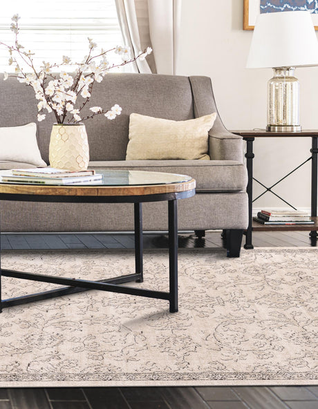 Ivory 7' 10 x 10' Portland Rectangle Area Rug 85% Polypropylene & 15% Polyester Vintage Distressed Traditional Carpet for Home Decor for Sale at Rug Engine