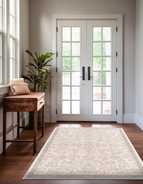 Ivory 7' 10 x 10' Portland Rectangle Area Rug 85% Polypropylene & 15% Polyester Vintage Distressed Traditional Carpet for Home Decor for Sale at Rug Engine