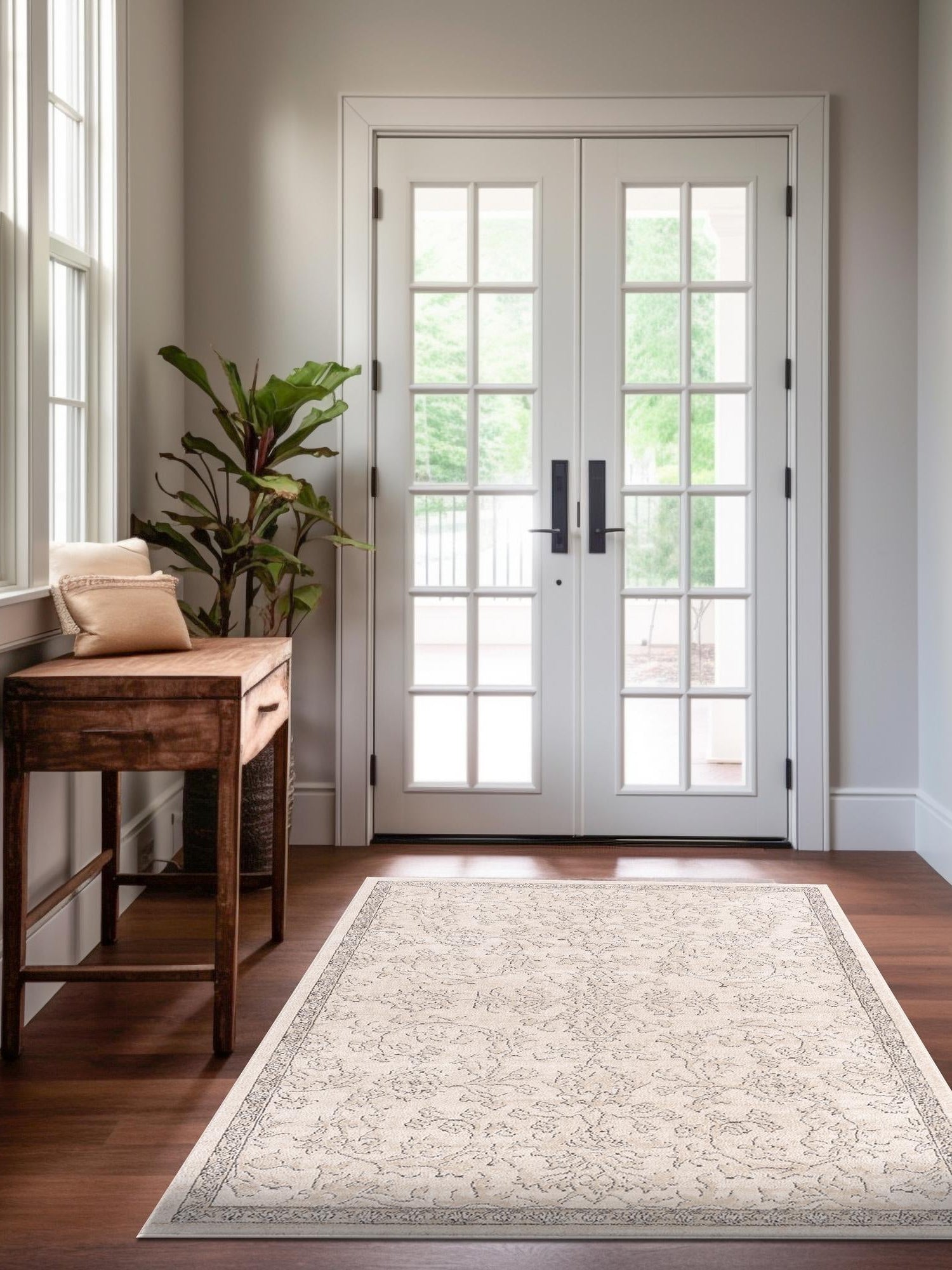 Ivory 7' 10 x 11' Portland Rectangle Area Rug 85% Polypropylene & 15% Polyester Vintage Distressed Traditional Carpet for Home Decor for Sale at Rug Engine