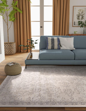 Ivory 7' 10 x 11' Portland Rectangle Area Rug 85% Polypropylene & 15% Polyester Vintage Distressed Traditional Carpet for Home Decor for Sale at Rug Engine