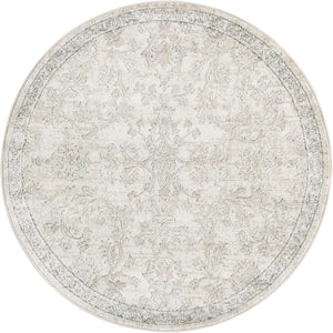 Ivory 5' 3 x 5' 3 Portland Round Area Rug 85% Polypropylene & 15% Polyester Vintage Distressed Traditional Carpet for Home Decor for Sale at Rug Engine