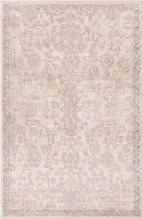 Ivory 4' 1 x 6' 1 Portland Rectangle Area Rug 85% Polypropylene & 15% Polyester Vintage Distressed Traditional Carpet for Home Decor for Sale at Rug Engine