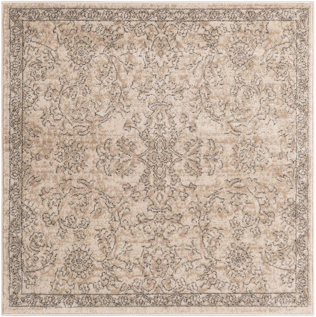 Ivory 4' 1 x 4' 1 Portland Square Area Rug 85% Polypropylene & 15% Polyester Vintage Distressed Traditional Carpet for Home Decor for Sale at Rug Engine