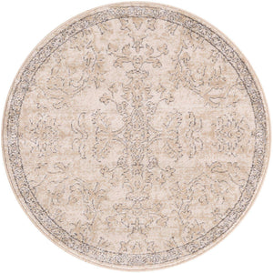Ivory 3' 1 x 3' 1 Portland Round Area Rug 85% Polypropylene & 15% Polyester Vintage Distressed Traditional Carpet for Home Decor for Sale at Rug Engine