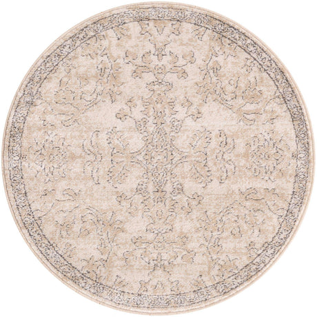 Ivory 3' 1 x 3' 1 Portland Round Area Rug 85% Polypropylene & 15% Polyester Vintage Distressed Traditional Carpet for Home Decor for Sale at Rug Engine