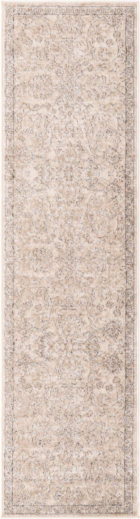 Ivory 2' x 8' Portland Runner Area Rug 85% Polypropylene & 15% Polyester Vintage Distressed Traditional Carpet for Home Decor for Sale at Rug Engine