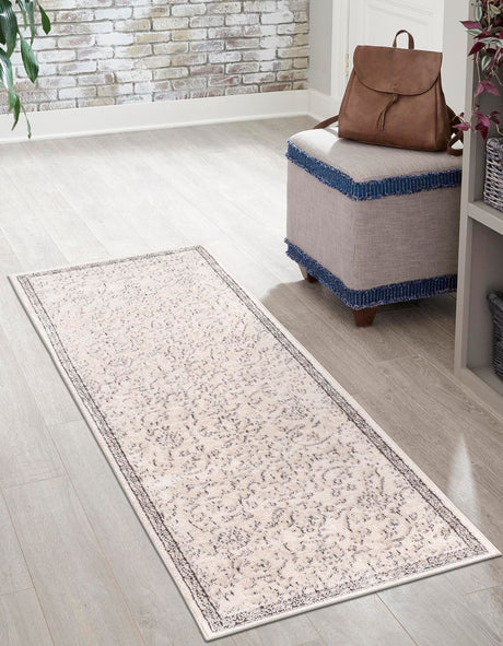 Ivory 2' x 8' Portland Runner Area Rug 85% Polypropylene & 15% Polyester Vintage Distressed Traditional Carpet for Home Decor for Sale at Rug Engine
