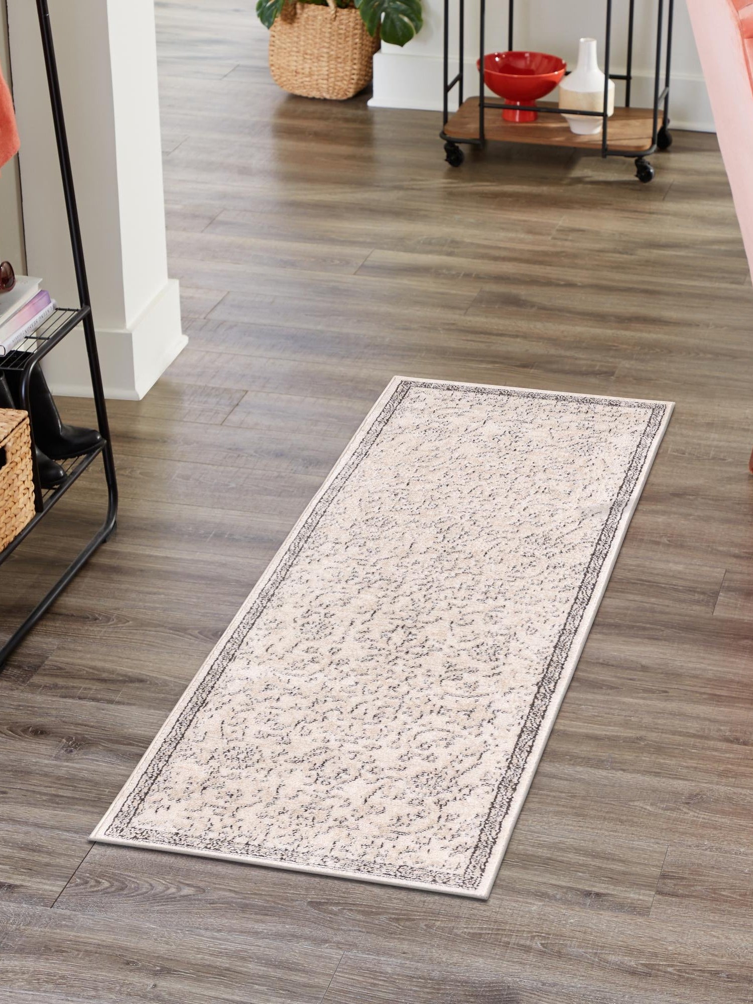 Ivory 2' x 8' Portland Runner Area Rug 85% Polypropylene & 15% Polyester Vintage Distressed Traditional Carpet for Home Decor for Sale at Rug Engine